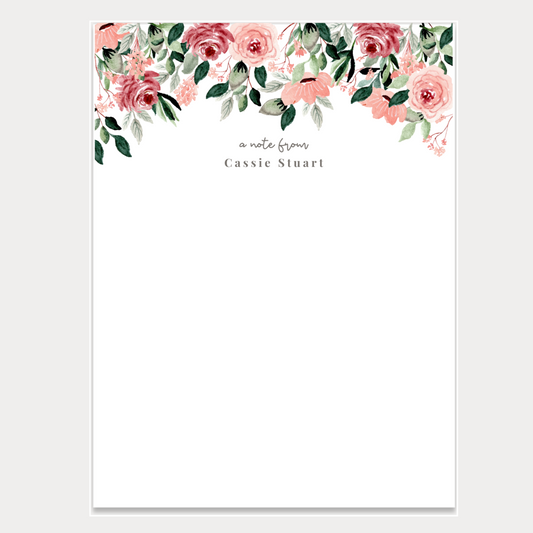 Personalized notepads with a minimalist floral design. Notepads are available in two sizes with 48 pages per notepad. Wrapped in cellophane gift wrap - ready to be gifted! Great for teachers, boss, friend, or anyone (really)!