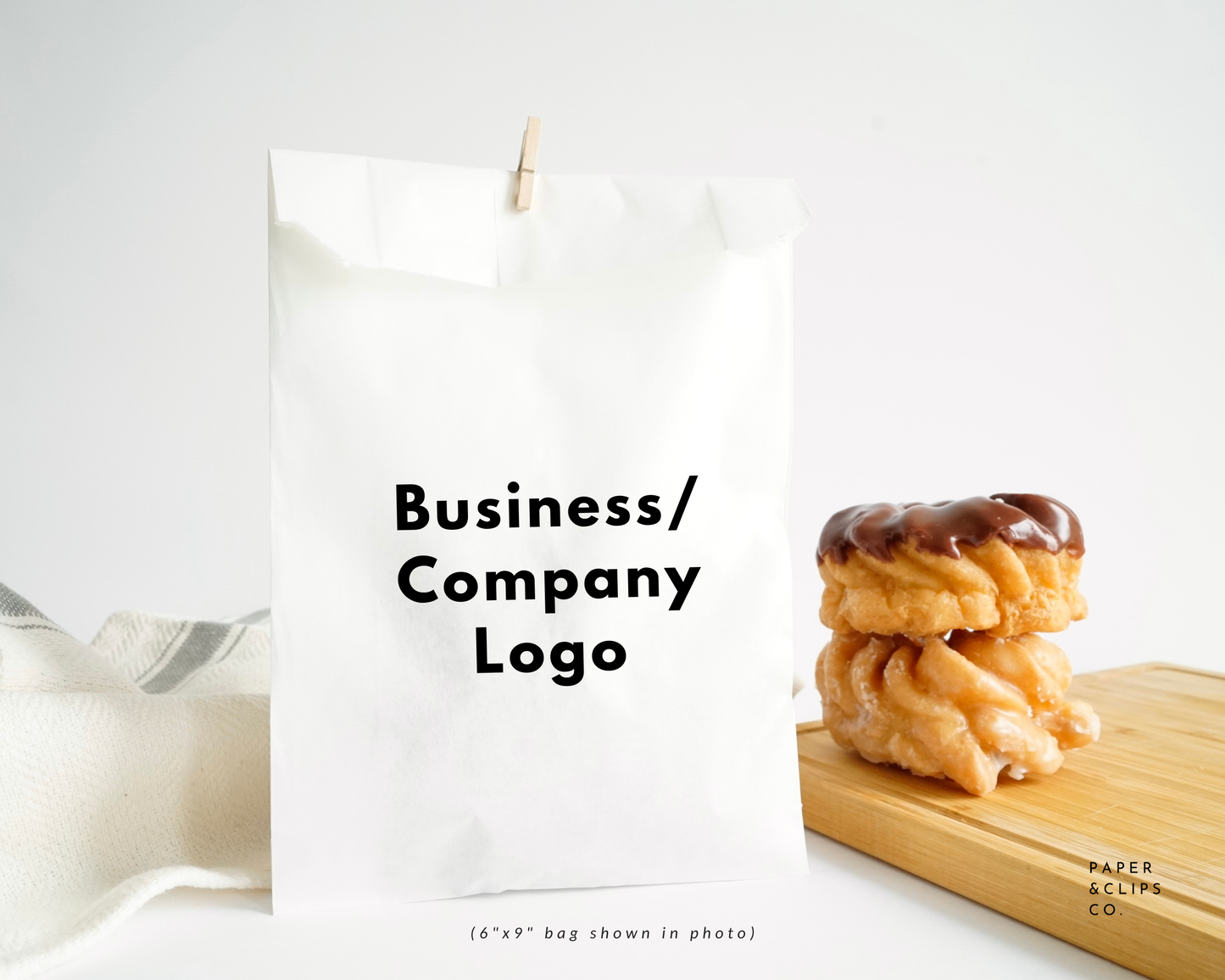 Custom Business Brand/Logo or Event Bags - White