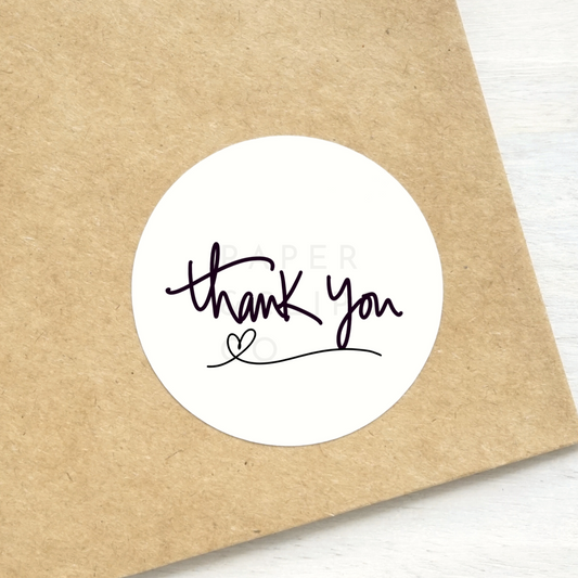 Elegant stickers with the words "thank you" for multi-purpose occasions including weddings, baby shower, birthdays, and many more!