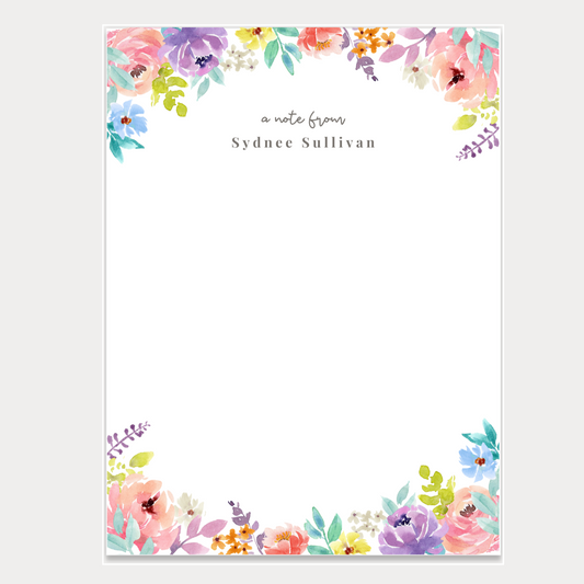 Personalized notepads with a minimalist spring floral design. Notepads are available in two sizes with 48 pages per notepad. Wrapped in cellophane gift wrap - ready to be gifted! Great for teachers, boss, friend, or anyone (really)!