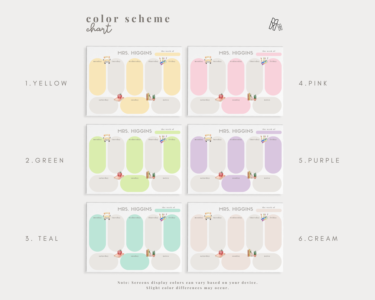 Teacher Stationery Set - (6 Color Schemes)