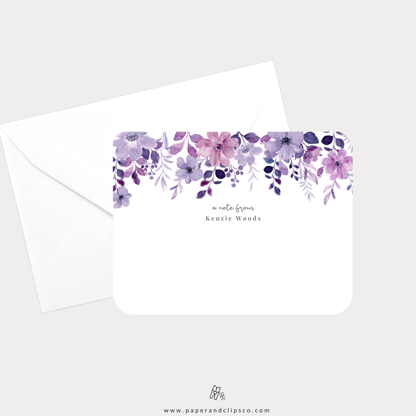 Violet Floral Note Cards (Personalized)