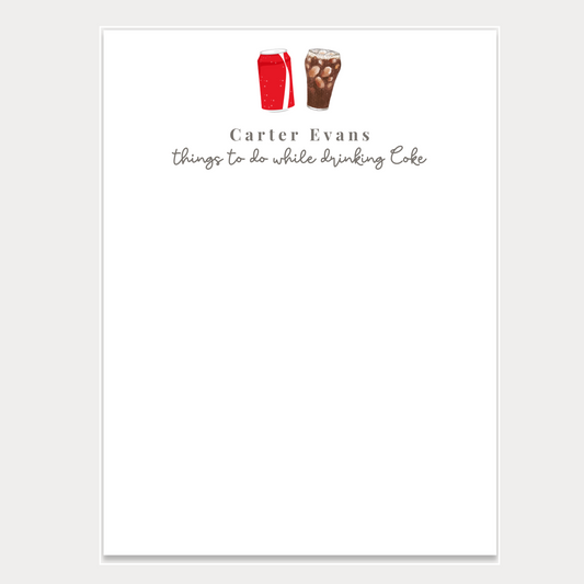 Give a thoughtful and useful gift for someone who loves Coke and needs to stay organized. Personalized notepads are exactly the gift they’d love. Notepads are available in two sizes with 48 pages per notepad. Wrapped in cellophane gift wrap - ready to be gifted! 