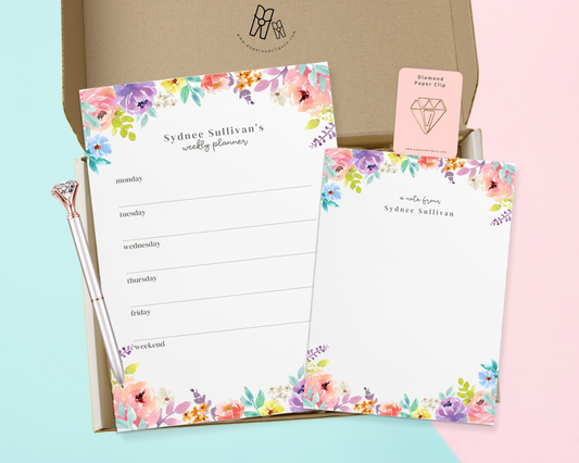 Looking for a one-of-a-kind personalized gift set for a friend/wife/employee/mom or yourself? Put a smile on someone's face with our pastel floral stationery set.  Warning: It's going to make their day!