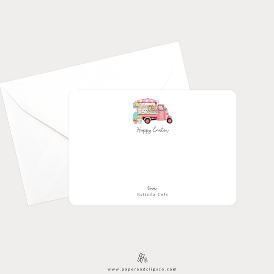 Easter Market Truck Note Cards (Personalized)