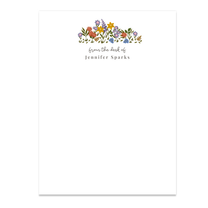 Personalized floral notepad with full name. Available in two sizes, blank or lined. Wrapped in cellophane - ready for gifting!