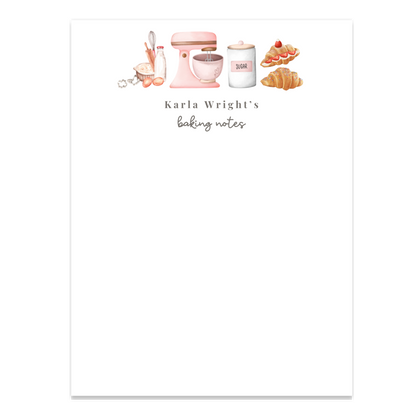 Personalized baker's notepad for the person who loves cooking and baking. Available in two sizes. Wrapped in cellophane ready for gifting! It's going to make their day!