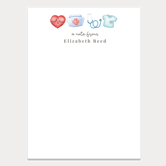 Personalized notepads for nurses! Great for nurse appreciation gifts. Available in two sizes - wrapped in cellophane, ready for gifting!