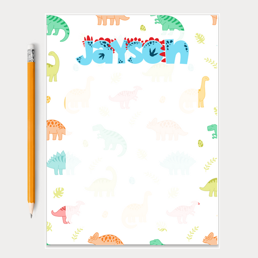 Give a thoughtful and useful gift for a little kid who loves Dinosaurs and also loves drawing or writing. Customize their names with Dinosaur-like text and ink color choice! Personalized notepads are exactly the gift they’d love.