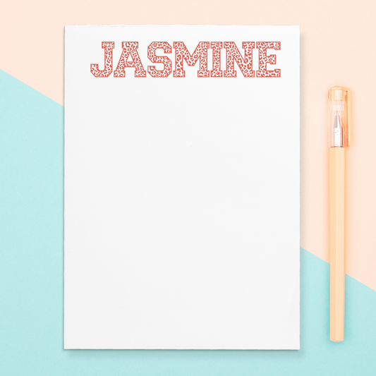 Give a thoughtful and useful gift a teacher, friend, employee, or just anyone (really) would love to receive. Personalized leopard print notepads in his/her name are exactly the gift they’d love. 