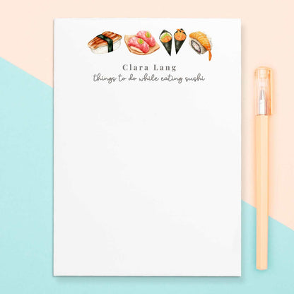 Give a thoughtful and useful gift for a Sushi lover to stay organized and productive. Personalized notepads are exactly the gift they’d love. Notepads are available in two sizes with 48 pages per notepad. Wrapped in cellophane gift wrap - ready to be gifted! 