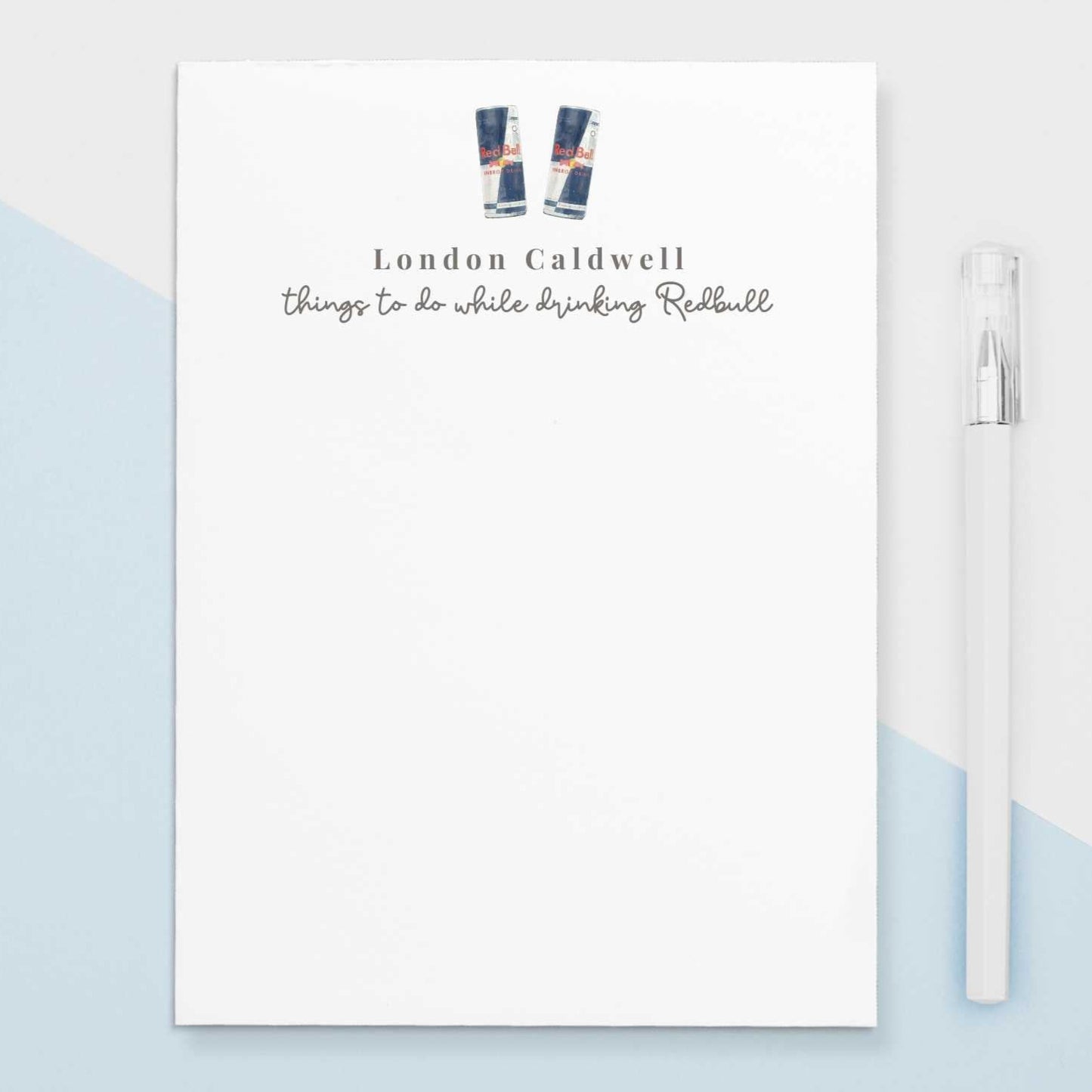 Give a thoughtful and useful gift for someone who loves Redbull and needs to stay organized. Personalized notepads are exactly the gift they’d love. 