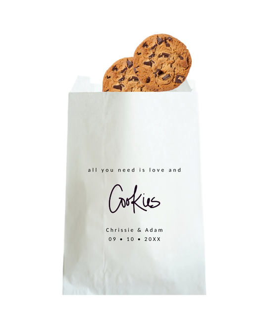 All You Need is Love and Cookies - White Party Bags