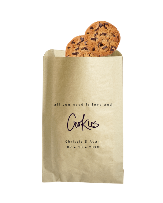 All You Need is Love and Cookies - Brown Party Bags