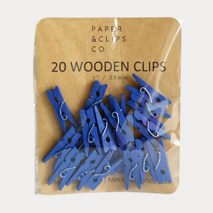 Navy Blue Miniature Clothespins Wooden Clips