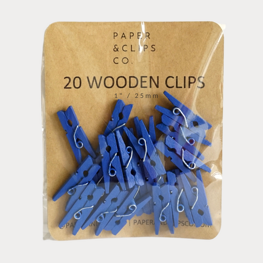 Navy Blue Miniature Clothespins Wooden Clips