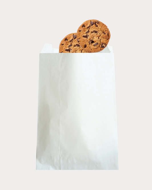 Jumbo 6x9 inch white sandwich bags. Grease resistant bags perfect for food such as cookies, donuts, pretzels and more. Strong and durable paper bags that can be used for parties, gifting, bakery, wholesale needs.