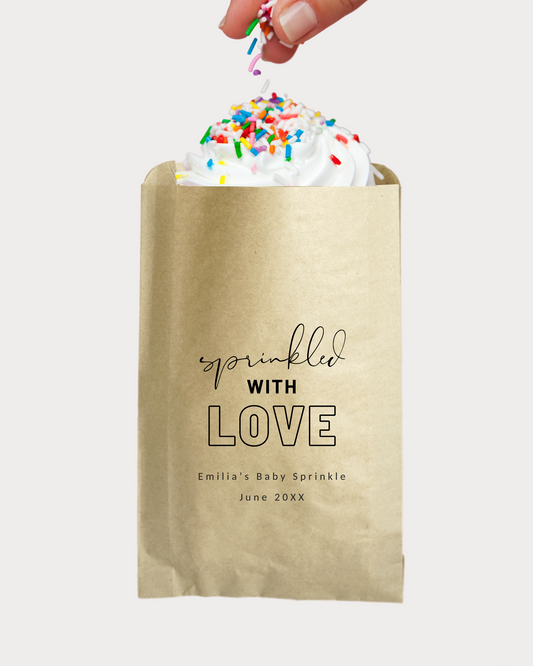 Looking for baby shower party gift bags? These Sprinkled with Love bags are perfect for the special baby shower. Available in kraft brown color. Multiple sizes available. Thank your loved ones for celebrating a special day with you!