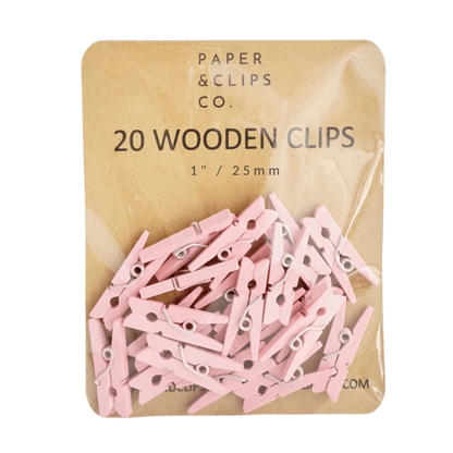 Pink Miniature Clothespins Wooden Clips