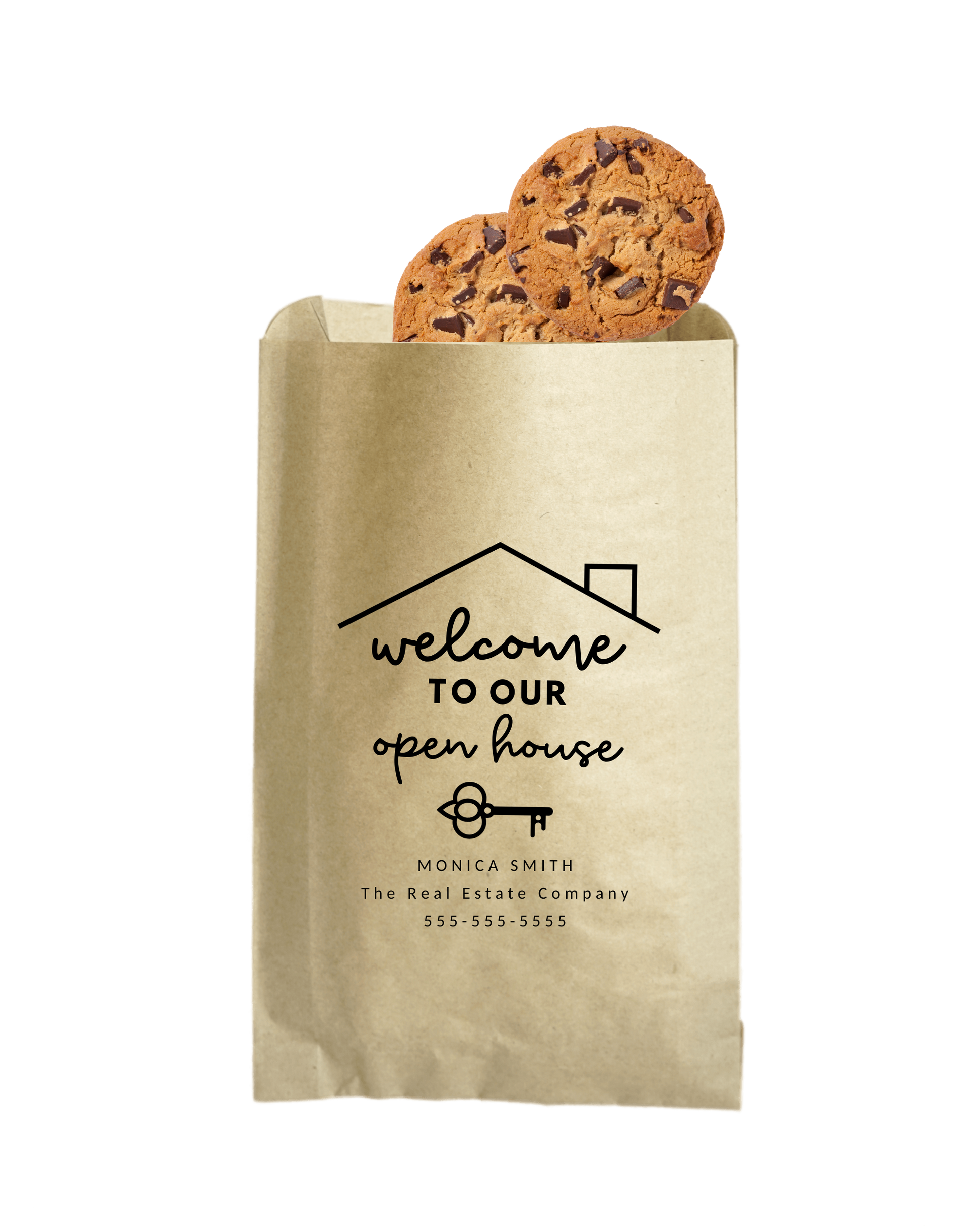 Welcome to Our Open House Personalized Real Estate Treat Bags, Marketing Branding Bags for Real Estate Agents, Kraft brown bags