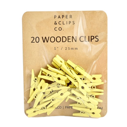 Yellow Miniature Clothespins Wooden Clips