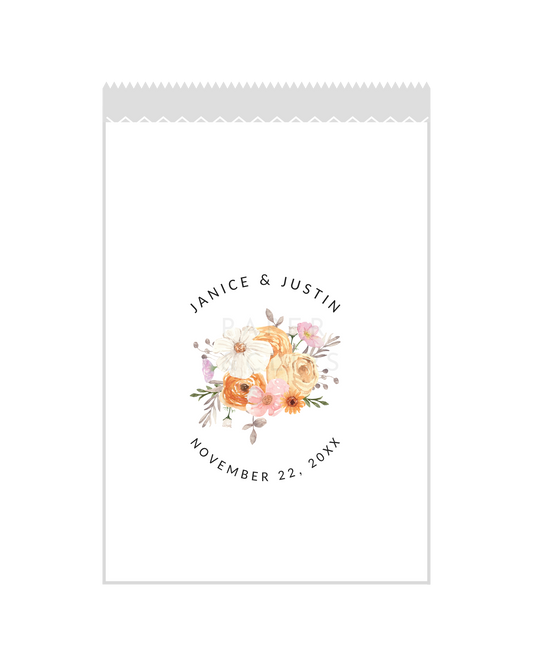 Watercolor Floral Bouquet - White Party Bags