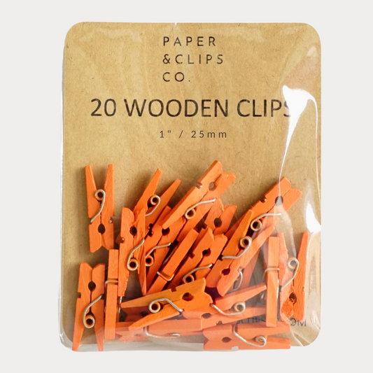 Orange Miniature Clothespins Wooden Clips