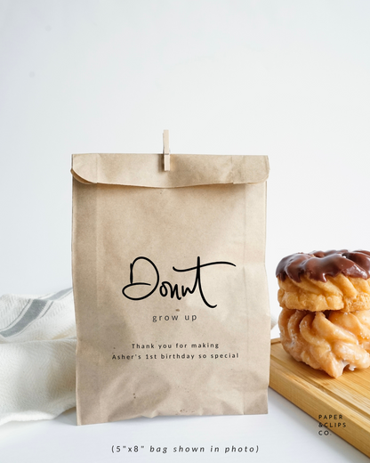 Donut Grow Up - Brown Party Bags
