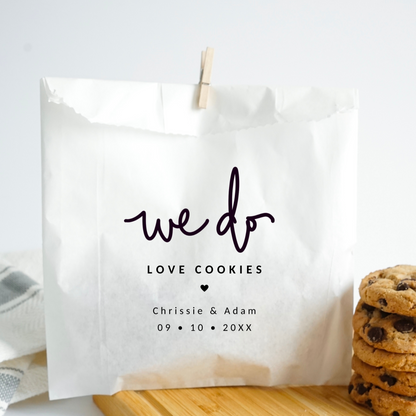 We Do Love Cookies Wedding Favor Bags, Love and Cookies Treat Bags, Wedding Party Favor Bags