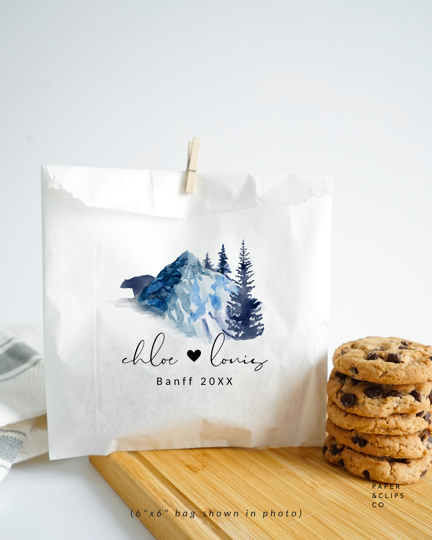 Watercolor Mountain - White Party Bags