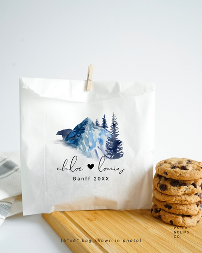 Watercolor Mountain - White Party Bags