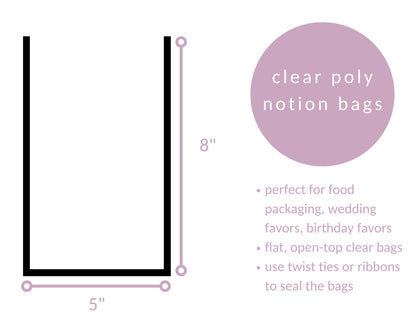 5x8 CLEAR Poly Notion Bags